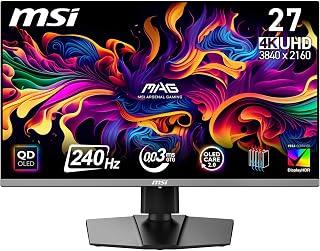 MSI MAG 272UP QD-OLED X24 27-Inch 4K UHD Gaming Monitor, 3840 x 2160, Quantum Dot OLED Panel, 240Hz, 0.03ms, DisplayHDR TRUE Black 400, AMD FreeSync Premium Pro, USB C (15W PD), Frame-less, Black