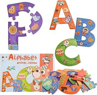 عرض حصري على Andanna Wooden Alphabet Puzzle Set for Kids 3-5, 85 Pieces with Storage Box, Educational ABC Learning Toy,Wooden Jumbo Alphabet ABC Letter Puzzle for Kids 3 4 5 Years Old Boys Girls Gift - عروض أمازون السعودية