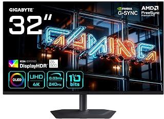 Gigabyte MO32U24 32 Inch OLED 4K UHD Gaming Monitor - 3840 x 2160, 240Hz, 0.03ms, 300 cd/m², G-Sync Compatible, FreeSync Premium Pro, Display HDR True Black 500, HDMI 2.1, DisplayPort 1.4