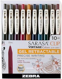 Exclusive Deal on Zebra Pen Sarasa Clip Vintage Colors Retractable Gel Pen, Fine Point, 0.5mm, Light and Dark Assorted Colors, 10-Pack - Amazon KSA Deals