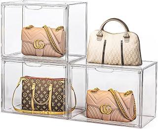 عرض حصري على 3 Pack Clear Plastic Handbag Storage Organizer for Closet,Acrylic Display Case for Handbag and Purse, Purse Organizer for Closet with Magnetic Lid for Book, Toys, Hat，Bag and Collectible - عروض أمازون السعودية