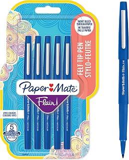 Paper Mate Flair Original Felt-Tip Pens Medium Nib Blue Pack of 5
