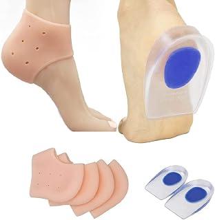 Dlala Silicone Gel Heel Cups and Heel Pad - Shoe Inserts for Plantar, Sore Heel, Bone Spur & Heel Protector Pads for Men and Women Inserts Absorb Shock and Moisturizing for Cracked Heel Combo