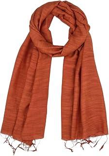 JAZZEEL A Solid Color Silk Blend Scarf for Women with a Large Pashmina Wrap Design - A Long and Luxurious Silk Neck Scarf - 180x80 cm - Burnt Orange