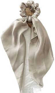 Hair Scrunchies Satin Silk Hair Scarf Band Ponytail Holder Elastics Scrunchy Ties Solid Soft Ropes for Women Girls 1 Pc (Gray)
