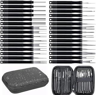 Terminal Removal Tool Kit 30 Pcs Depinning Tool Electrical Connector Pin Removal Tool Kit Pin Extractor Tool Set Wire Terminal Release Tool for Automotive Car Household Devices for Most Terminals