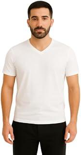 Ajyal Men's V-Neck T-Shirt, Classic Fit, Short Sleeve, Undershirt, Casual, Cotton