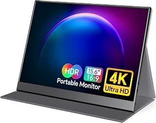 VILVA 4K Portable Monitor, 15.6'' IPS 3840x2160 UHD Computer Monitor, 100% Adobe RGB Gaming Monitor USB C HDMI Portable Travel Display w/Speakers &amp; Smart Cover for Laptop Xbox PS4 Switch Phone Mac