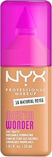 عرض حصري على NYX Professional Makeup Make 'EM Wonder, 24H Soft Matte Foundation, Undetectable Finish, Natural Beige - عروض أمازون السعودية