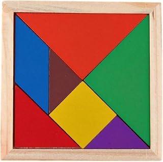 Wooden Tangram Puzzle for Kids 7 Pieces Colorful 15x15cm Educational Toys Brain Skills Development
