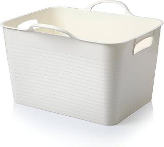 Plastic Basket - Large Storage Container 44×25×30 cm, Versatile Use, Random Color, Lightweight, Tough Design, Crafted from Premium Materials for Efficient Home Storage (white)