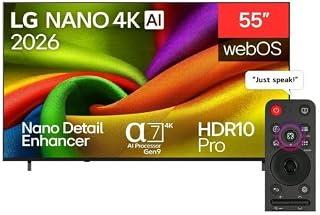 عرض حصري على LG 55 Inch NANO 4K AI NU85 Smart TV- 4K Ultra HD - Alpha 7 AI Processor 4K Gen9 - HDR10 Pro – 60HZ Refresh Rate - webOS 26 - AI Magic Remote – 55NU850B6LA - عروض أمازون مصر