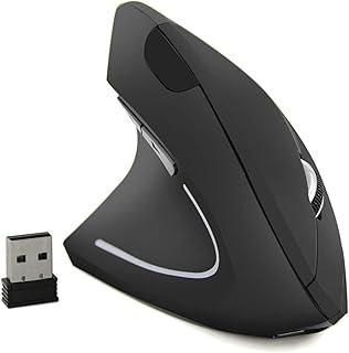 ماوس لليد اليسرى، ماوس عمودي لاسلكي مريح قابل لاعادة الشحن 2.4G مع مستقبل USB، ماوس بصري عمودي لاسلكي ب6 ازرار للابتوب والكمبيوتر المكتبي والنوت بوك، للايدي اليسرى