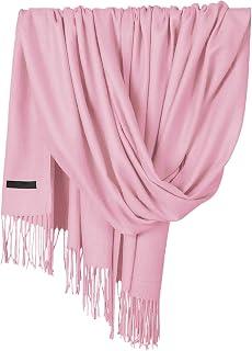JAZZEEL A Women Silk-Feel Scarf and Pashmina Shawl with a Luxurious Cashmere Touch - An Extra-Long Wrap for a Wedding Bride or Bridesmaid - Pink