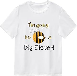 تيشيرت للأطفال البنات مطبوع عليه عبارة «I’m Going to be a Big Sister»، للإعلان عن قدوم طفل جديد