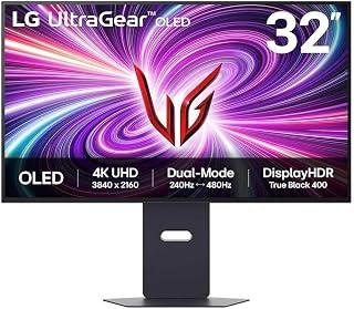 LG Ultragear™ 32GX870A-B.AEU 32 inch Gaming Screen - OLED Panel 4K UHD (3840 x 2160), 0.03ms 240Hz, DisplayHDR™400 True Black, DCI-P3 98.5% (CIE1976), FreeSync Premium Pro, G-Sync Compatible