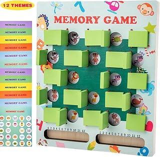 Kids Matching Memory Game Toy, Enlightenment Learning Educational Toy, Wooden Board Game Travel Toys for Boys Girls Age 3 4 5 6 7 8 Year Old, Fun Road Trip Essentials Toys