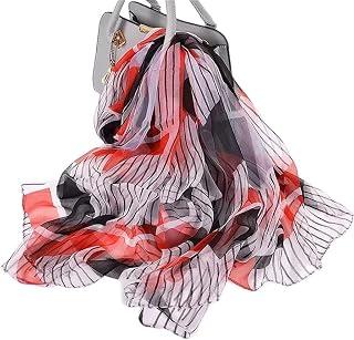 عرض حصري على Jiulnn Ladies Silk Scarf Shawl Long Scarves Elegant Purple Blue Neck Scarf Beach Shawl Cover-ups (Color : Color 1, Size : 170105cm) - عروض أمازون السعودية
