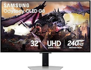 Samsung Odyssey 32 Inch OLED G8 Gaming Monitor 4K UHD (3,840 x 2,160), 240 Hz, 0.03 ms, Glare Free, G-sync, FreeSync Premium Pro, HDR10, Sleek Metal Design, Gaming Hub - LS32DG800SNXZA