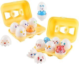 Matching Eggs Toy for Toddlers, Montessori Color and Shape Sorting Eggs with 12 Eggs, 2-Piece Educational Learning Set for Babies 12-18 Months and Children Ages 1-3