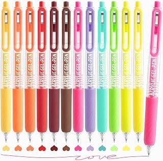 Gel Pens for Coloring 12 Colors, Retractable Colored Gel Pens 0.7mm Fine Point for Black and White Paper, Colorful Pens for Writing, Drawing, Journaling and Note Taking