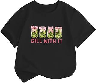 عرض حصري على Dill Pickle Lover Shirt for Girls Pickle Jar T-Shirts Funny Bow Graphic Tees Kids Cute Cucumbers Short Sleeve Tops - عروض أمازون السعودية