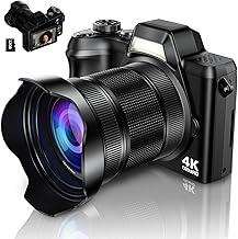 4K Digital Camera for Photography, 56MP Autofocus Vlogging Camera for YouTube Travel, 3" 180°Flip Screen & Lens Hood 16X Zoom, 32GB SD Card for Teens & Beginners Carbon Black