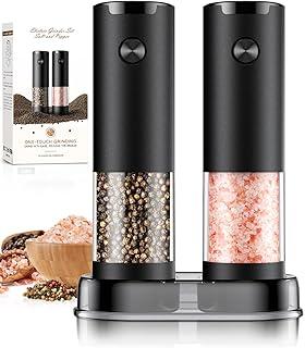 Electric Salt and Pepper Grinder Set Automatic Battery Pepper Mill Shakers Adjustable Coarseness Upgraded Larger Capacity with Led Home and Kitchen Appliances Birthday Gifts for Women Men
