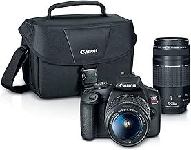 Canon EOS Rebel T7 DSLR Camera Double Zoom Lens Kit with EF-S 18-55mm and EF 75-300mm Lenses, 24.1 Megapixel CMOS (APS-C) Sensor, Full HD Videos, Wi-Fi, Beginner Photographers, Digital Camera, Black | Canon Eos Rebel T7 Body with Ef-S 18-55mm F/3.5-5.6 Is