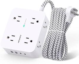 HANYCONY Surge Protector Power Strip, 1080J, 5 Ft Braided Extension Cord | 8 Outlets 4 USB Ports(2 USB C), Outlet Extender, Flat Plug, Wall Mount, Desk Charging Station, Home Office, Dorm Room ETL