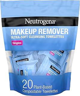 Neutrogena Makeup Remover Towelettes, Daily Single Face Towelettes, 20 Ct | Makeup Remover, Makeup Removing Cleansing Wipes, Suitable for Dirt & Oil Removal, Alcohol-Free